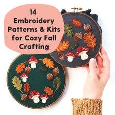 embroidery patterns and kits for cozy fall crafting