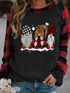 Casual Loosen Hoodies&sweatshirts is fashionable and cheap, come to Lilicloth to find out about the Clothing Neck Pattern, Hoodie Top, Buffalo Plaid, Christmas Sweaters, Buffalo, Sweatshirts Women, Winter Outfits, Leopard Print, Best Gifts