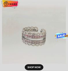 Pink Sweet Love Ring Adjustable Trendy Crystal Ring For Wedding, Trendy Open Crystal Ring For Wedding, Cute Silver Open Ring, Cute Open Ring For Promise, Elegant Pink Midi Rings For Anniversary, Elegant Pink Open Midi Rings, Trendy Silver Rings For Wedding, Adjustable Sweet Jewelry, Pink Open Ring Crystal Promise Ring