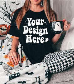 Customizable Black Halloween Top, Black Halloween T-shirt With Logo Print, Black Halloween Fan Merchandise T-shirt, Black Tee Mockup, Black Halloween T-shirt With Custom Print, Unisex Black Halloween T-shirt, Affordable Black Halloween T-shirt, Shirt Business, T Shirt Mockup