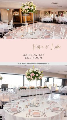 tables and chairs are set up for a wedding reception