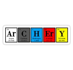 the element name sticker is shown in red, blue, yellow and black letters