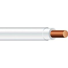 an image of a white electrical cable with copper colored conductoring on the end and ends