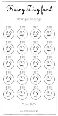 the printable savings chart for rainy days