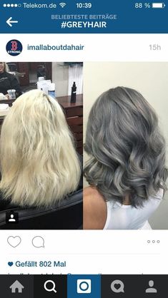 Hair Color Ash Grey, Charcoal Grey Hair, Hair Color Ash, Ash Gray Hair Color, Extreme Hair Colors, Charcoal Hair, Transitioning Hair