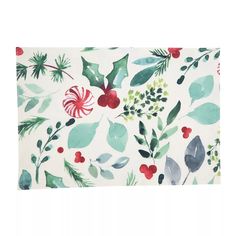 Saro Lifestyle Christmas Foliage And Candy Canes Placemat, 13"x19" Oblong, Multi (set Of 4) : Target Holly And Ivy, Christmas Foliage, Placemats For Round Table, Bright Patterns, Snowflake Designs, Pumpkin Design, Yellow Fabric, Candy Canes, Linen Placemats