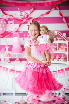 American Girl / Birthday "American Girl Inspired Party" | Catch My Party Girl Birthday Party Ideas, Girls Tea Party, Doll Party, Girl Themes, Bday Girl