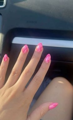 Nail Designs For Real Nails Short, Pink Nail Inspo Short, Summer Nail Inspo Pink, Pink Hoco Nails, Vacation Nails Square, Nails For Hoco, Chrome Aesthetic, Dance Nails