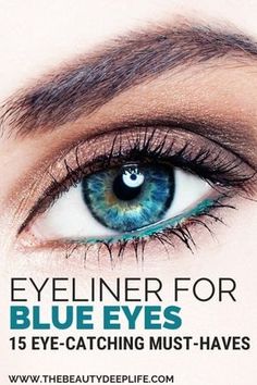 Blue Eyeliner For Blue Eyes, Colorful Eyeliner Blue Eyes, Eyeliner Colors For Blue Eyes, Round Blue Eyes Makeup, Blue Eyeliner On Blue Eyes, Blue Eyeliner Makeup Blue Eyes, Hair Color To Make Blue Eyes Pop, Best Eyeliner For Blue Eyes, Blue Mascara Blue Eyes