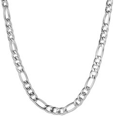 Stainless Steel Figaro Chain Necklace, Sees Candies, Figaro Chain Necklace, Baccarat Crystal, Mens Gold Jewelry, White Mark, Figaro Chains, Italian Jewelry, Coin Jewelry