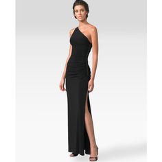 Opt For Simple, Modern Elegance In This One-Shoulder Gown From Laundry By Shelli Segal. Sparkling Beadwork Decorates One Side. Be Sure, This Outfit Will Make Guys Go Weak In Their Knees. When It Comes To Footwear, Go For Something On The Relaxed End Of The Spectrum And Complete This Ensemble With A Pair Of Black Embellished Suede Heeled Sandals. Petite Cocktail Dresses, Kelly Osbourne, Black Tie Dress, Dresses Style, Black Evening Dresses, Beaded Gown, Black Cocktail, Formal Dresses For Women, Fashion Mistakes