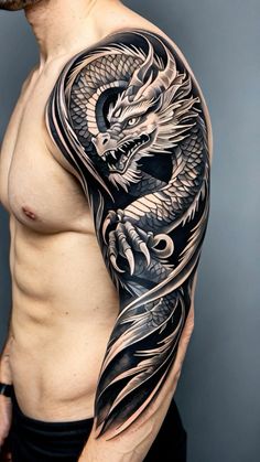 a man with a dragon tattoo on his arm