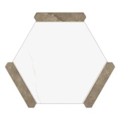 a white and brown hexagonal mirror