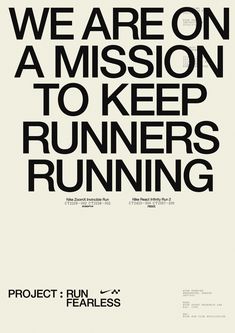 a poster with the words we are on a mission to keep runner's running