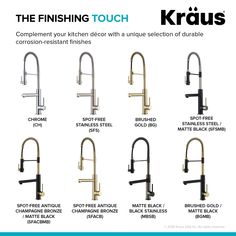 an advertisement for kraus kitchen faucets with instructions on how to use them