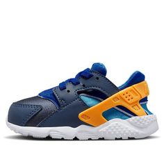 (TD) Nike Huarache Run 'Diffused Blue Laser Orange' 704950-422 (SNKR/Low Top/Non-Slip/Shock-absorbing) Blue Laser, Huarache Run, Nike Air Huarache, Air Huarache, Nike Huarache, Stylish Sneakers, Low Top, Perfect Pair, Nike