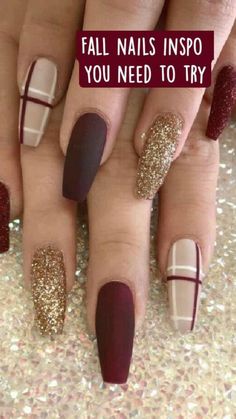 November Nails Fall, Fall Nail Design, Nails Fall Nails, Maroon Nails, September Nails, November Nails, Fall Gel Nails, Cute Nails For Fall, Plaid Nails