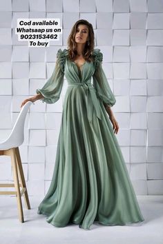 Divine Love, Evening Dress Fashion, فستان سهرة, Puff Long Sleeves, Chiffon Long Sleeve, Sleeve Maxi Dress, Long Puff Sleeves, Long Sleeve Maxi, Party Gowns