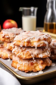 there are several donuts on the plate with icing