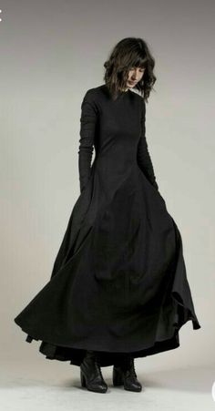 Long Sleeve A Line Dress, Dresses For, A Line Maxi Dress, Hepburn Style, Black Midi, Line Dress, 인물 사진