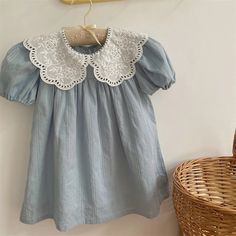 Cotton Short Sleeved Princess Dress Sizes 18m-6y (80-130) – Nordic Baby Boutique Baby Girl Princess Dresses, Princess Charming, Princess Dresses, Korean Fashion Dress, Lace Collar, Baby Boutique, Summer Baby, Princess Dress