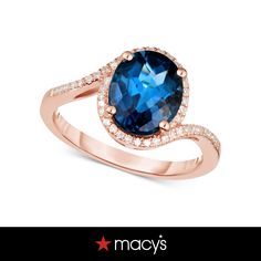 in stock Blue Macy's Jewelry For Wedding, Macy's Blue Wedding Jewelry, Classic Blue Jewelry From Macy's, Classic Blue Macy's Jewelry, Macy's Blue Fine Jewelry, Elegant Blue Topaz Jewelry From Macy's, Formal Rose Gold Ring With Blue Topaz, Formal Rose Gold Blue Topaz Ring, Fancy Jewelry