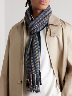 Missoni's scarf is an easy way to add a touch of colour and pattern to any outfit. It's knitted from z cosy wool-blend and finished with fringing on both ends. Missoni Scarf, Scarf For Men, Scarf Men, Fine Jewelry Designers, Short Suit, Wool Scarf, Mr Porter, Lightweight Jacket, Scarf Print