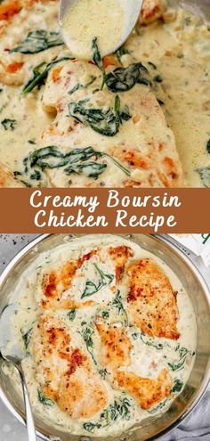 creamy boursin chicken recipe with spinach and cheese