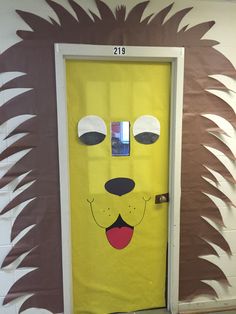 a door decorated to look like a lion