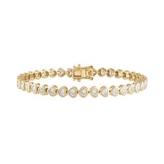 14K Yellow Gold. Diamond 3.32 Cts Length 6.75" Please allow 8 weeks for delivery. All prices are in US Dollars. Bezel Set Diamond, Hello Gorgeous, Us Dollars, Tennis Bracelet, Diamond Heart, 8 Weeks, Bezel Setting, Rose Gold Ring, Gold Diamond