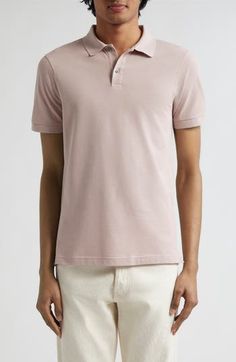 The renowned British label has perfected the polo with this cotton piqué version designed for durability and softness. 27 1/2" length (size Medium) Button half placket Rib collar Short sleeves with rib cuffs 100% cotton Machine wash, dry flat Made in Portugal Designer Clothing Pink Cotton Polo Shirt With Polo Collar, Pink Cotton Polo Shirt, Classic Pink Collared Polo Shirt, Classic Pink Polo Shirt, Classic Cotton Polo Shirt With Johnny Collar, Classic Solid Color Polo Shirt With Button Closure, Fitted Cotton Polo Shirt With Placket, Classic Polo Shirt With Button Closure, Cotton Polo Shirt With Button Closure