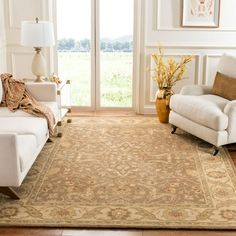 a living room filled with furniture and a large rug