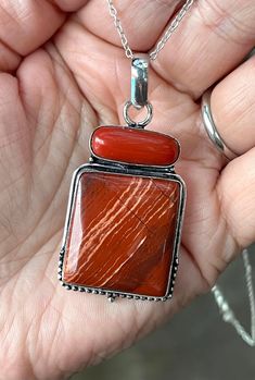 Red, Coral, Jasper, Pendant, Necklace, in Oxidized Silver - Etsy Rust-colored Pendant Necklace For Gift, Rust Colored Pendant Necklace As Gift, Rust Colored Pendant Necklace For Gift, Rust Pendant Necklace For Gift, Jasper Pendant, Oxidized Silver, Red Coral, Natural Red, Silver Stars