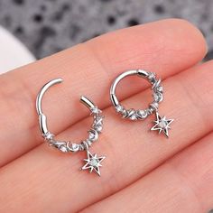 not mine x Earring Design Ideas On Ear, Space Aesthetic Jewelry, Aesthetic Septum Jewelry, Space Jewelry Silver, Silver Septum Jewelry, Pretty Septum Piercing Jewelry, Cute Septum Jewelry, Star Septum Ring, Cool Septum Rings