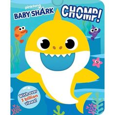 a baby shark sticker on the back of a card