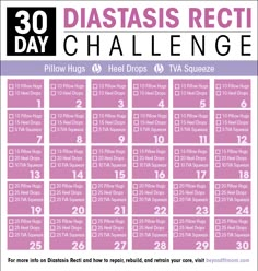 the 30 day diet challenge is shown in pink and white, with numbers on it