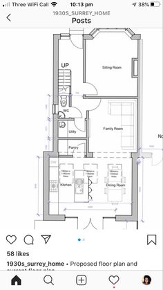 the floor plan for a house with measurements