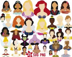 the silhouettes of disney princesses are shown