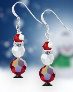 Christmas Jewelry Diy, Santa Earrings, Swarovski Christmas, Cute Beads, Holiday Beading, Kit Christmas, Earring Kit, Bead Charms Diy, Christmas Bead