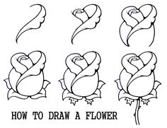 a drawing of different shapes and sizes of flowers