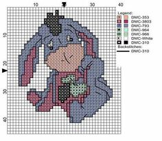 a cross stitch pattern with a bunny holding a cup in it's hand and wearing a