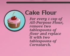 an advertisement for a cupcake with pink frosting and a cherry on top that says cake flour