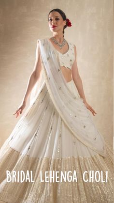 #https://www.etsy.com/in-en/listing/758940913/bridalbridesmaids-white-wedding?ref=listings_manager_grid White And Gold Lehenga Simple, White And Gold Lehenga, White Bridal Lehenga, White Lehenga Choli, Party Wear Lehenga Choli