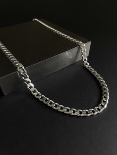 The silver curb chain is the perfect accessory to elevate your style. The minimalist design makes this simple men's necklace great for everyday wear and easy to pair with different outfits! Made from quality 925 sterling silver, this curb chain is durable and requires little to no maintenance. The more you wear the chain the less it oxidises. Sterling silver is also waterproof, hypoallergenic and lead & nickel free. Making it a great choice for someone whose skin is sensitive to metal.  Width: 5 Minimalist Chain, Silver Chain For Men, Curb Chain Necklace, Simple Man, Mens Silver Necklace, Jewelry Simple, Waterproof Jewelry, Chain Silver, Men's Necklace