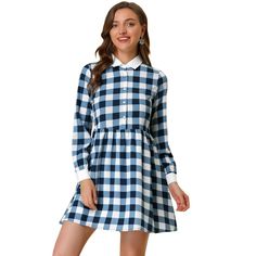 Add this classic plaid piece to your wardrobe. It will never be out of fashion. The cute and chic design of the dress will create a charming look. The style of contrast collar and cuffs give this lovely plaid dress a playfully charming look. This plaid dress can be paired with ankle boots for a spring ensemble. Very friendly to plump girls. Please check your measurements to make sure the item fits before ordering. Plaid Long Sleeve Dress For Daywear, Fall Plaid Button-up Dress, Plaid Button-up Dress For Fall, Fall Button-up Plaid Dress, Casual Button-up Plaid Dress, Casual Long Sleeve Plaid Dress In Gingham Pattern, Casual Gingham Plaid Long Sleeve Dress, Casual Long Sleeve Gingham Plaid Dress, Casual Spring Plaid Dress With Button Closure