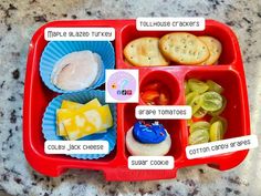 a red tray filled with different types of food