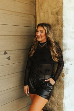 Scroll Down To Choose Your Sizes: Black Mesh Long Sleeve, Black Leather Shorts, Mesh Long Sleeve Top, Plus Size Shopping, Mesh Long Sleeve, Leather Shorts, Dress Romper, Black Mesh, Jet Black