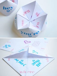 an origami box with the word love written on it