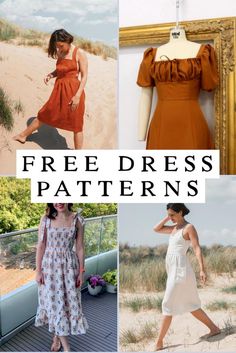 the free dress patterns for women are available in sizes ranging from small to large, and includes