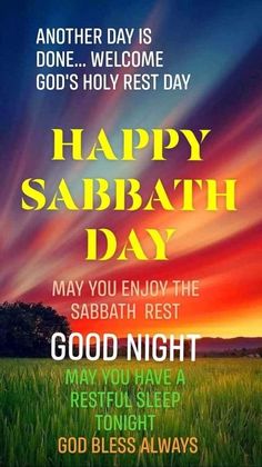 a poster with the words happy sabrath day and an image of a sunset